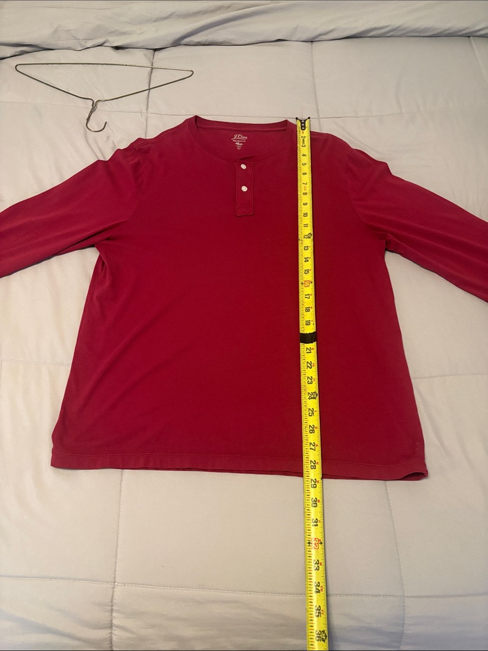 J. Crew Men's Long Sleeve Henley - Burgundy Red